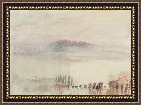 Joseph Mallord William Turner From Lausanne Sketchbook [finberg Cccxxxiv], Funeral at Lausanne Framed Painting